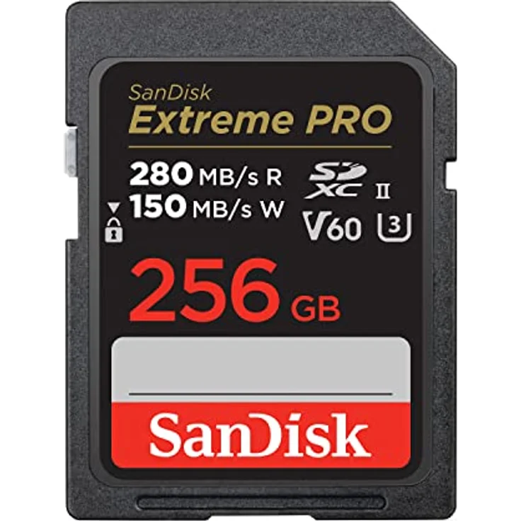 SanDisk Extreme PRO SDXC UHS-II Speicherkarte V60 256 GB (280 MB/s, 6K, 4K UHD, U3, C10, Rescue PRO Deluxe) – Bild 1