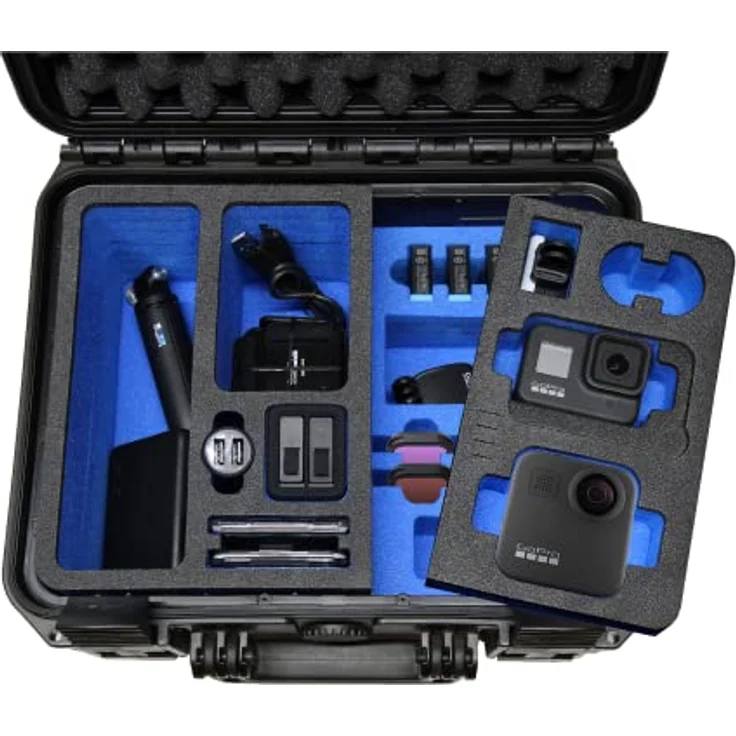 TomCase Koffer für GoPro MAX und Hero Model 7 bis 13 - Wasserdichter Transportkoffer mit viel Platz für Ausrüstung (Koffer GoPro MAX) – Bild 5