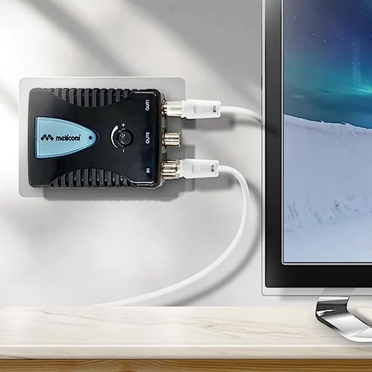 Meliconi AMP200, TV-Antennenverstärker, Digitaler 2-Wege-Signalverstärker mit 220V Direktstromversorgung und LTE-Filter – Bild 3