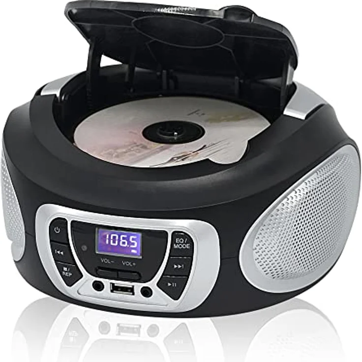 Roadstar CDR-365U/SL, tragbares FM-Radio mit PLL-Tuner, schwarz-silber, unterstützt CD, CD-R und CD-RW, 3,5 mm Kopfhöreranschluss – Bild 5