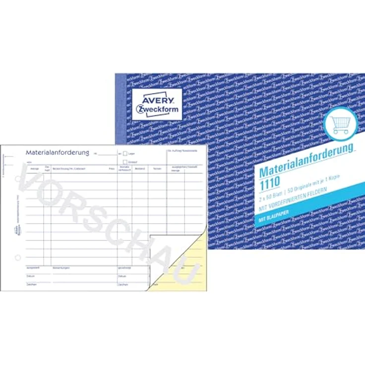 Avery Zweckform Formularblock A5 quer, Materialanforderungen, 2x50 Blatt, gelb, mit Abheftlochung und Mikroperforation – Bild 2