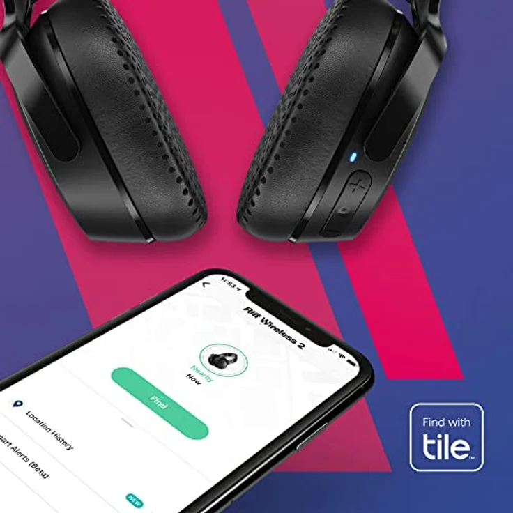 SKULLCANDY Riff 2 Wireless-Kopfhörer mit Tile-Finding-Technologie, 34 Std. Akkulaufzeit, für iPhone/Android, mit Mikrofon, ideal für Musik/Reisen/Gaming, Bluetooth-Kopfhörer - Schwarz – Bild 3