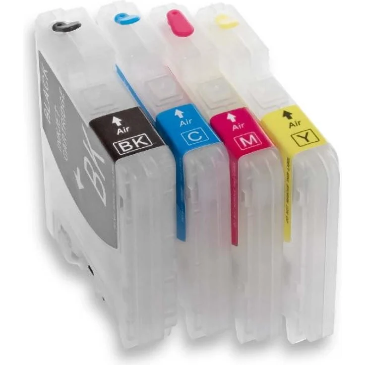 vhbw Ersatz-Tintenpatronen für Brother LC 980/LC 985/LC 1100, 4 Farben (Cyan, Magenta, Gelb, Schwarz), wiederbefüllbar und kostensparend