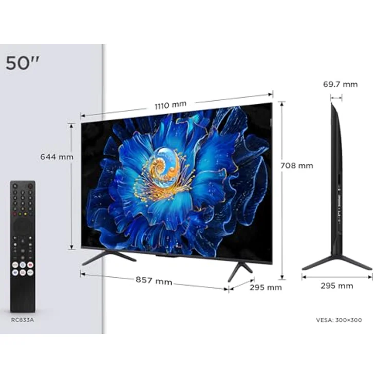 TCL 50C61KS QLED Mini LED Fernseher, 50 Zoll, 4K HDR, Dolby Vision & Atmos, Onkyo 2.0 Sound, Smart TV mit Google TV, HDMI 2.1, Game Master – Bild 2