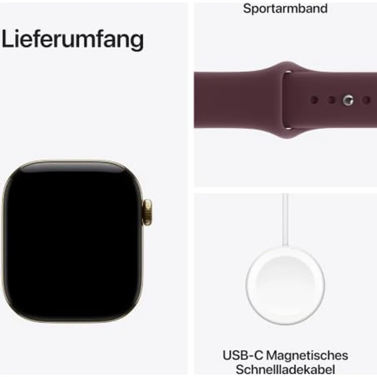 Apple Watch Series 12 Cellular 42mm, Brillantgold Titan Case mit Burgunder Sport Band, Gesundheits- und Fitness-Tracker – Bild 7