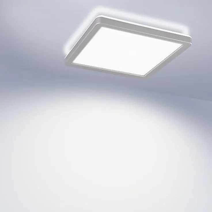 max K O M F O R T Moderne LED Deckenlampe LUCKY grau - Eckiges Design, 12W Neutralweiß, Aufputzmontage