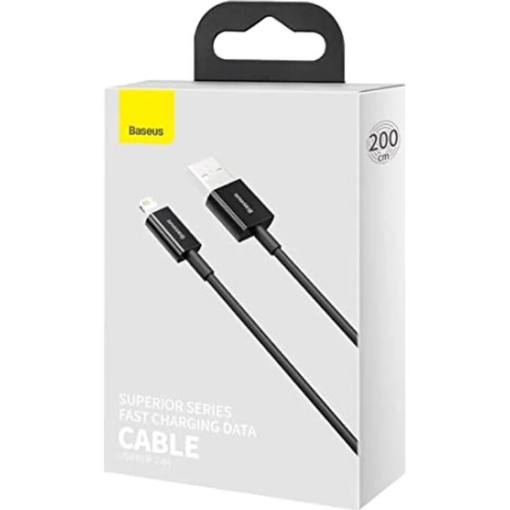 Baseus Superior USB-auf-Lightning Kabel, Schnellladung 2,4A, 2m, Schwarz, Hochgeschwindigkeitsdatenübertragung 480 Mbit/s – Bild 5