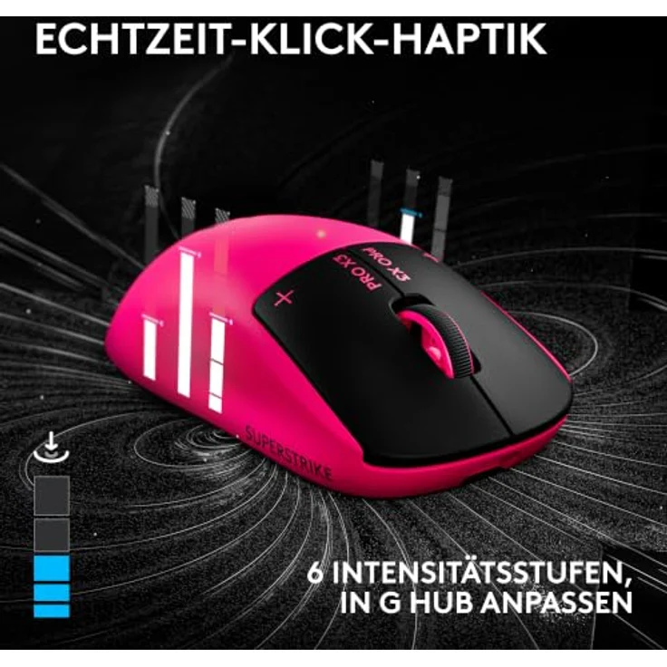 LOGITECH G PRO X3 SUPERSTRIKE Gaming-Maus, Pink Eclipse, kabellos, HERO 2 Sensor, 135 Stunden Akkulaufzeit – Bild 7