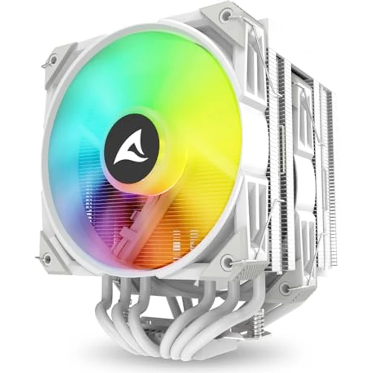 Sharkoon A60 RGB White, CPU Kühler mit 12 cm Lüfter, 159 mm, RGB-Beleuchtung, hoher Luftstrom – Bild 3