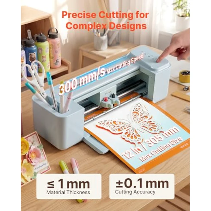 VEVOR Vinylschneidemaschine 30 cm, Schneideplotter mit Tastensteuerung, USB/Bluetooth, kompatibel mit Mac/Windows/Android/iOS, inkl. Material- und Werkzeugset für DIY-Bastelarbeiten – Bild 5