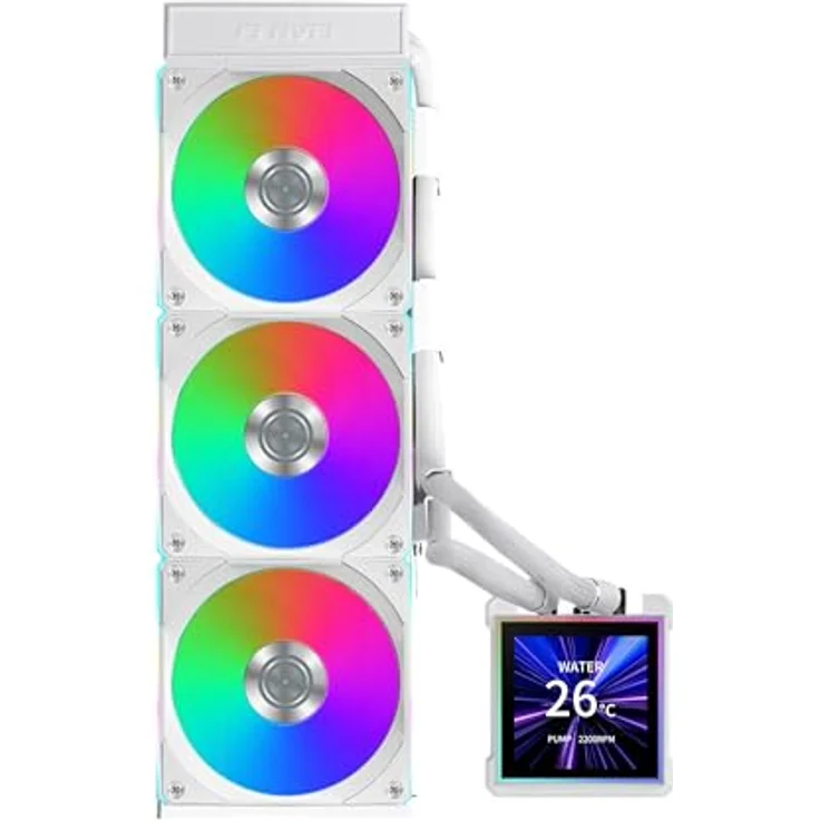 Lian Li HydroShift II LCD-S 360, 360 mm AiO-Wasserkühlung mit 3,4" IPS-Display und RGB-Beleuchtung, weiß – Bild 1