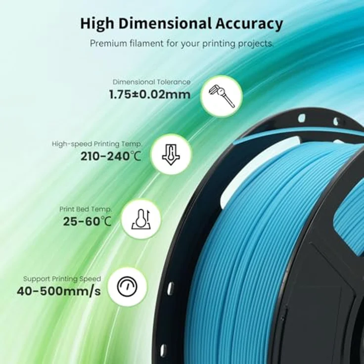 FLASHFORGE High Speed PLA+ 3D-Druckerfilament, Cyan, Verbesserter Schmelzfluss für gleichmäßige Drucke, mattes Finish, satte Farben – Bild 5