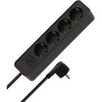 Brennenstuhl Steckdosenleiste 4-Fach (Mehrfachsteckdose mit Schalter, Flachstecker und 1,4m Kabel) in Schwarz