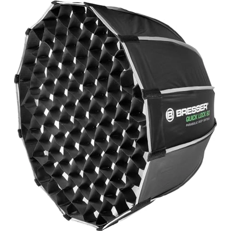 Bresser Parabol Softbox 60 cm, Quick Lock System, Bowens-Anschluss, Innen- und Außendiffusor, Wabengitter für Porträt- und Produktfotografie – Bild 1