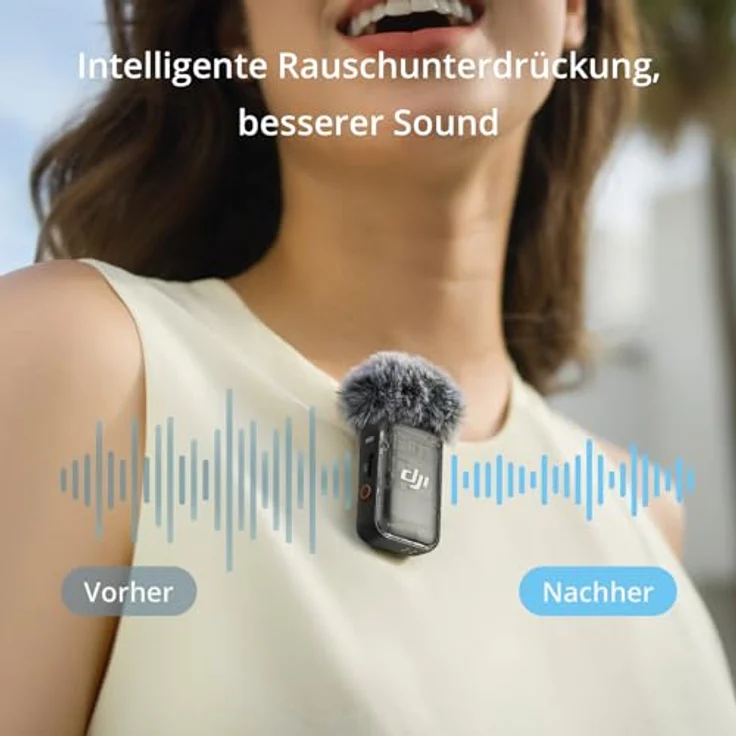 DJI Mic 2 (2 Sender + 1 Empfänger + Ladeschale), kabelloses Mikrofon, intelligente Rauschunterdrückung, interne 32-Bit-Float-Aufnahme, 250 m Reichweite, Mikrofon für iPhone, Android – Bild 4