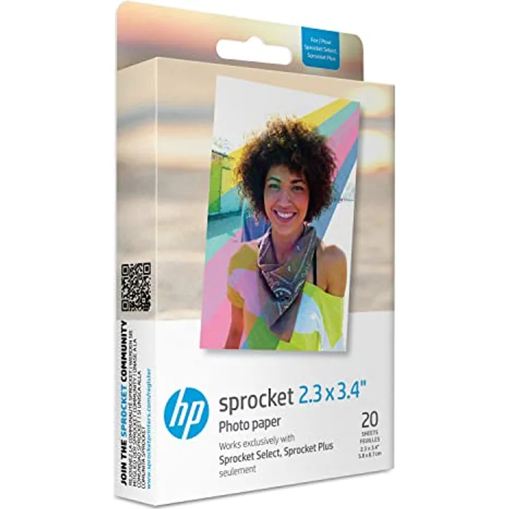 HP Sprocket 5.8x8.7 cm Premium Zink Sticker Fotopapier (20 Blatt) Kompatibel mit HP Sprocket Select Fotodruckern