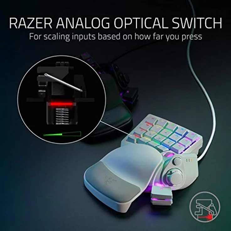 Razer Tartarus Pro Gaming-Tastatur: analoge optische Tastenschalter, 32 programmierbare Tasten, anpassbare Chroma-RGB-Beleuchtung, programmierbare Makros, variable Tastendruckempfindlichkeit, Quecksilberweiß – Bild 2