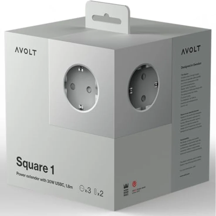 Avolt Steckdosenleiste Square 1 Usbc 30W 1.8M Gotland Gray 1.80 m – Bild 2