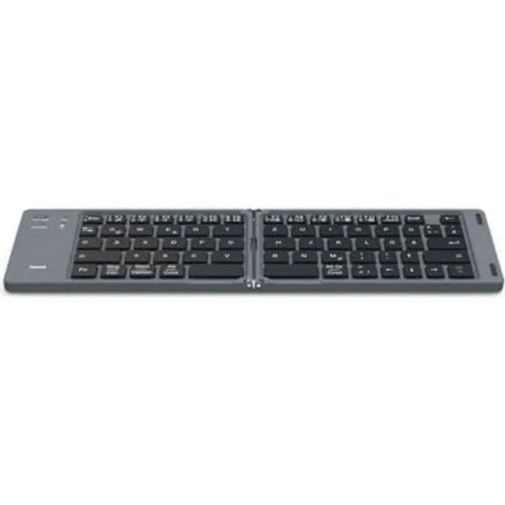 Hama Faltbare Tastatur Bluetooth (Ultraslim Wireless Keyboard klappbar, leise Mini-Tastatur kabellos für Tablet/iPad/Handy/iPhone, Reise-Tastatur für unterwegs, Akku, 10 m Reichweite, QWERTZ) schwarz