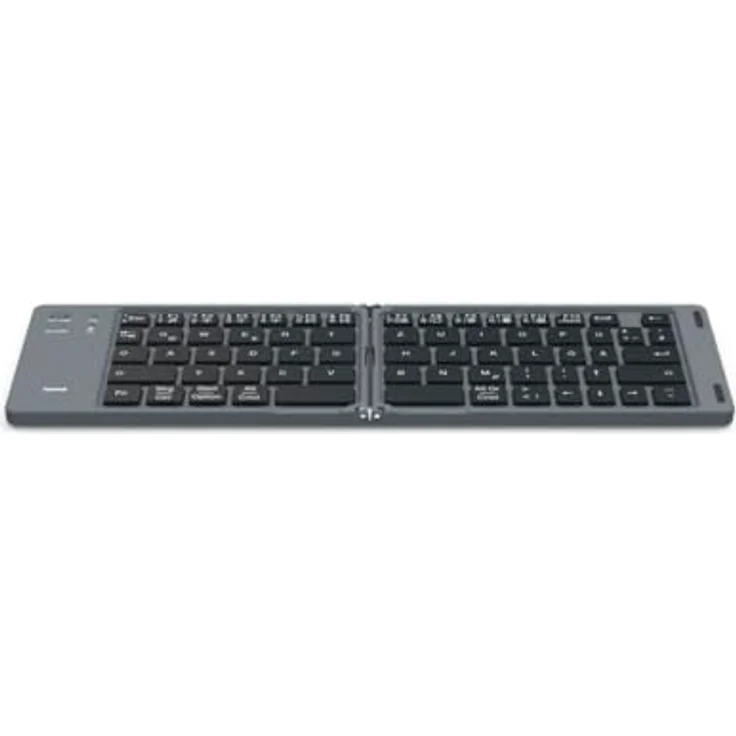 Hama Faltbare Tastatur Bluetooth (Ultraslim Wireless Keyboard klappbar, leise Mini-Tastatur kabellos für Tablet/iPad/Handy/iPhone, Reise-Tastatur für unterwegs, Akku, 10 m Reichweite, QWERTZ) schwarz – Bild 1