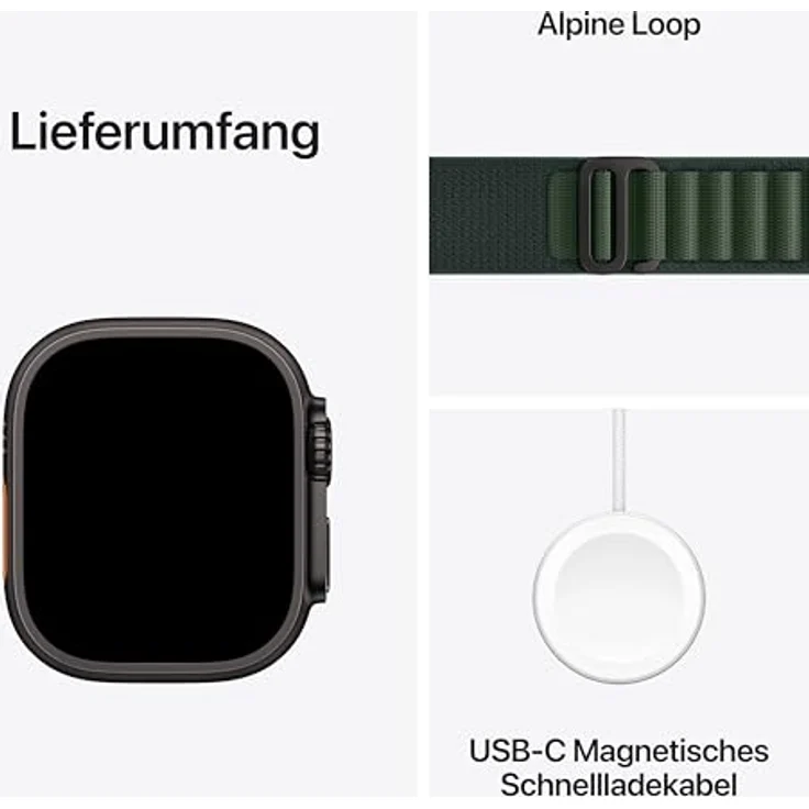Apple Watch Ultra 2 GPS + Cellular, 49 mm, Titangehäuse Schwarz, Alpine Loop Dunkelgrün, M – Bild 6