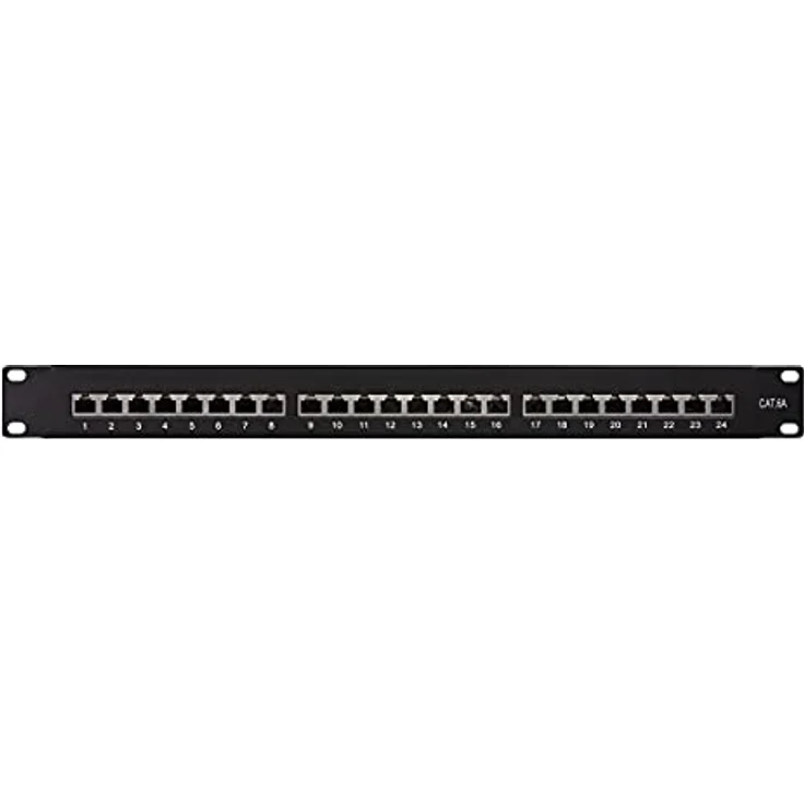 19'' Patchpanel, Cat. 6a, 24 Ports, geschirmt, schwarz – Bild 2