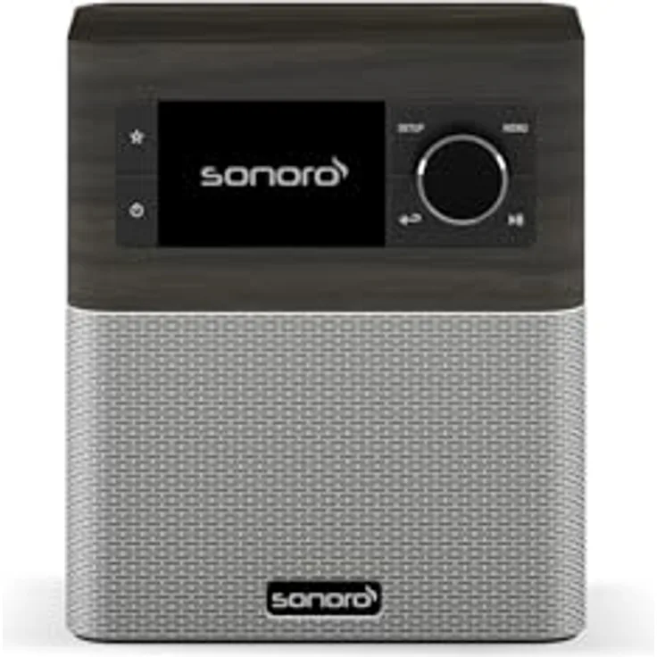 sonoro Stream Internetradio mit Bluetooth & DAB Plus (UKW/FM, WLAN, Spotify, Amazon, Deezer, App, spritzwassergeschützt) Küchenradio Mooreiche/Silber