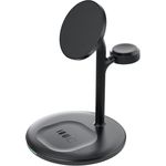 Green Cell Greencell MagScape 3-in-1 Induktiver Ladeständer für iPhone, Apple Watch, AirPods, kabelloses Laden bis 15W, Schwarz