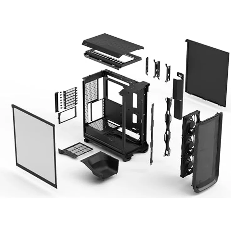 Fractal Design Meshify 3 TG Light Tint, Midi-Tower PC-Gehäuse für E-ATX Mainboards, schwarz, Tempered Glass, 3x 140-mm-Lüfter vorinstalliert – Bild 10