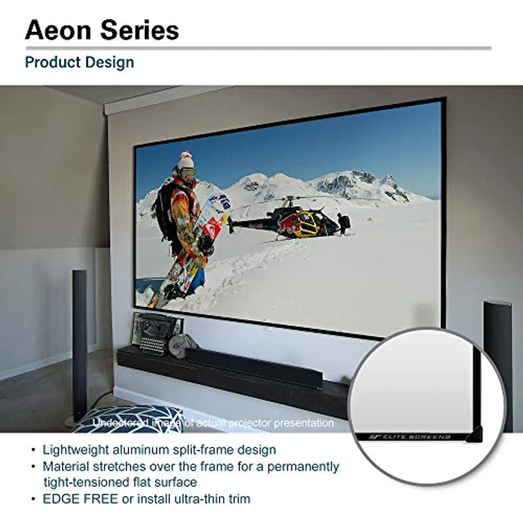 Elite Screens Aeon Edge Free AR100WH2 Rahmenleinwand kein sichtbarer Rahmen 221,0cm x 124,0cm (BxH) 16:9 – Bild 6
