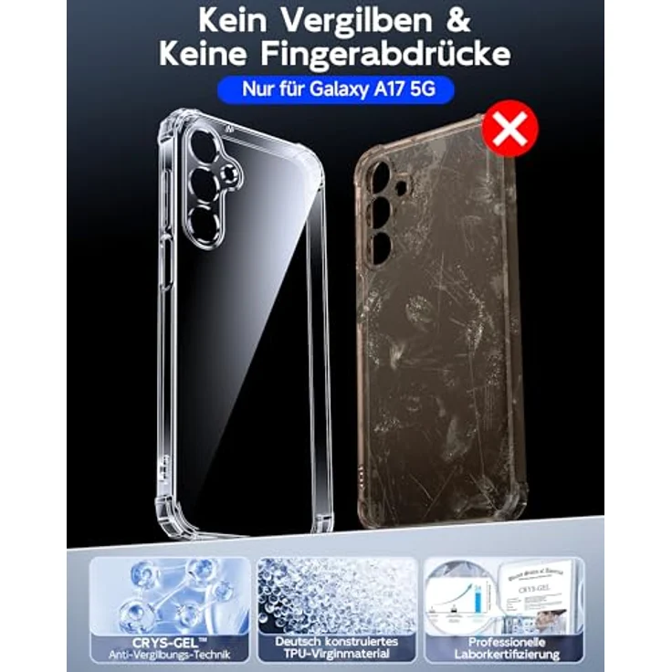 LeYi Transparent Handyhülle für Samsung Galaxy A18/A17 4G/5G mit 2 Schutzfolien, Stoßfest, Dünn, Weich TPU, Kameraschutz, Crystal Clear Cover Case – Bild 5