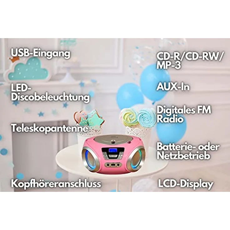 Cyberlux CD-Player mit LED-Beleuchtung in Pink – Bild 3