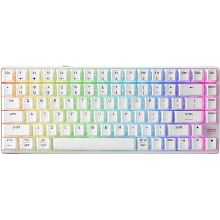 CHERRY XTRFY K33 Compact Wireless, 75% Gaming-Tastatur mit RGB-Beleuchtung, IP54 Staub- und Spritzwasserschutz, US-Format (QWERTY), Weiß – Bild 1