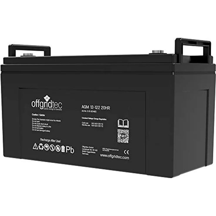 Offgridtec® AGM 122Ah 20HR 12V Solar Batterie, extrem zyklenfest, wartungsfrei, M8 Schraubterminal – Bild 2