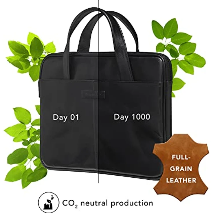 dbramante1928 - Silkeborg Laptoptasche für Damen & Herren 13 Zoll - Tasche mit Zwei strukturierten Ledergriffen - Aus robustem, hochwertigem Vollnarbenleder - Black N.E. (2nd Gen) – Bild 4