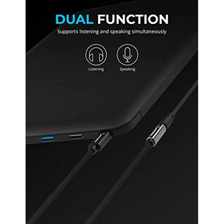 Sabrent USB-C auf kopfhörer | USB TYP C auf Klinke 3,5 mm | USB Externe Soundkarte | Audio zu USB Adapter | USB soundkart konverter for Samsung Galaxy, PS4, PS5, Windows und Mac, 50cm Kabel (CB-UC35) – Bild 2