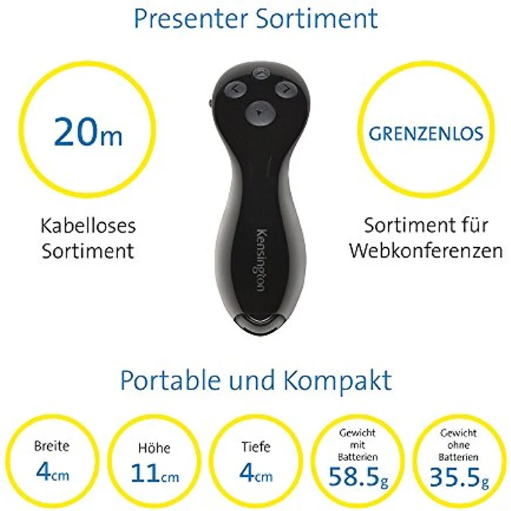 Kensington Ultimate Presenter, m. virtuellem Pointer zur Sichtbarkeit auf TV-LED Bildschirmen, 20m Reichw., Inkl. 8 GB Micro SD Speicher, f. Window & macOS, ideal fürs Home Office, schwarz, K75233EU – Bild 5