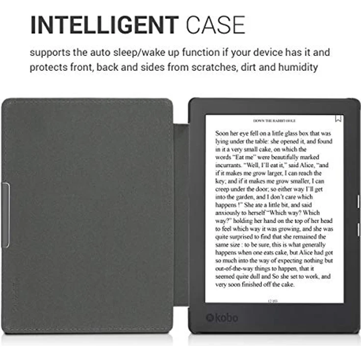 kwmobile Klapphülle kompatibel mit Kobo Aura H2O Edition 1, eReader Case mit Magnetverschluss, Kunstleder in Magnolien Taupe Weiß Blaugrau – Bild 4