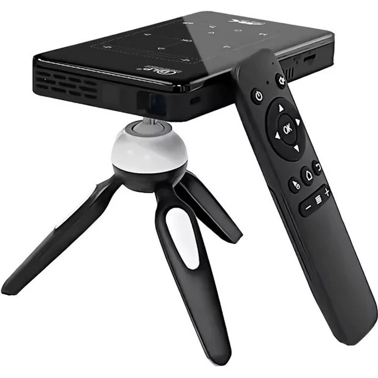 Bolwins Q13D DLP Mini Beamer, 4K Heimkinoprojektor mit Android 9.0, WLAN, 3D-Unterstützung, 65 lm, Schwarz