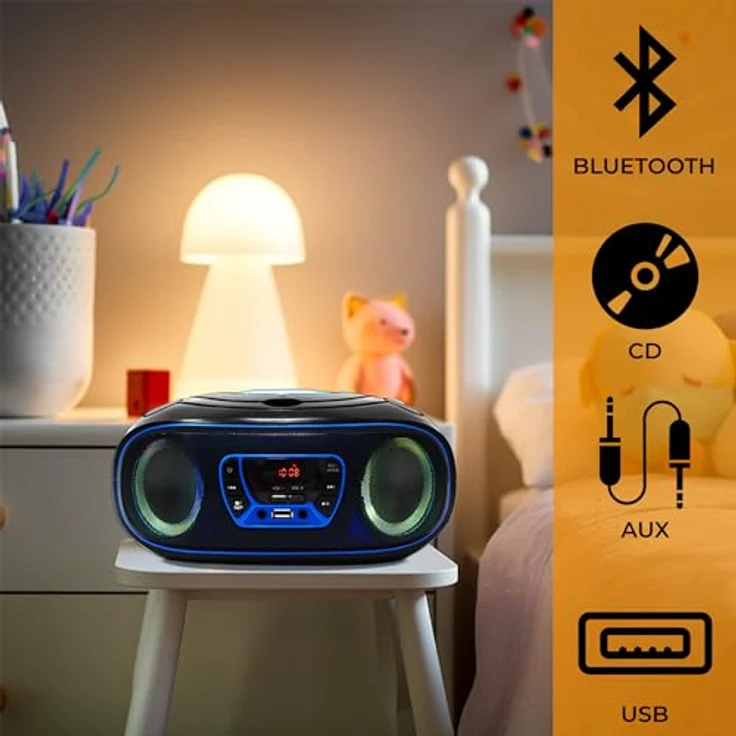 Denver Electronics TCL-212BT Blue - CD-Player (4 W, FM, Extern, Tragbarer CD-Player, Schwarz, Blau, 3,5 mm) – Bild 5