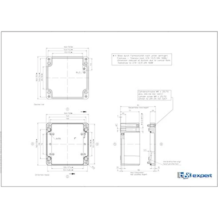 BOXEXPERT Aluminium Industriegehäuse Serie Alster 160x160x91mm, robustes Gehäuse mit IP66 Schutzart und pulverbeschichteter Oberfläche – Bild 6