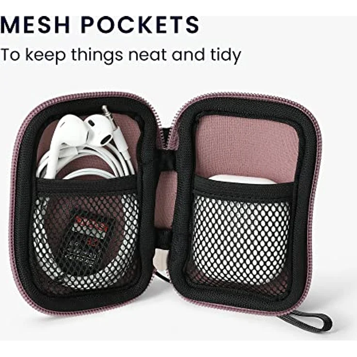 kwmobile In-Ear Kopfhörer Tasche kompatibel mit in-Ear Headphones - Neopren Cover Case - 6 x 9 cm Innenmaße - Dark Rose Etui – Bild 3