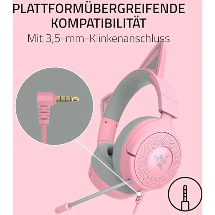 Razer Kraken Kitty V3 X, kabelgebundenes Gaming-Headset mit Over-Ear-Design, RGB-Beleuchtung und flexiblem Mikrofon, Rosa – Bild 6