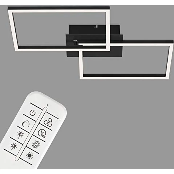 BRILONER Leuchten - LED Deckenleuchte, Deckenlampe dimmbar, inkl. Fernbedienung, inkl. Farbtemperatursteuerung, inkl. Nachtlichtfunktion und Timer, Schwarz, 500x388x78mm, 3149-015