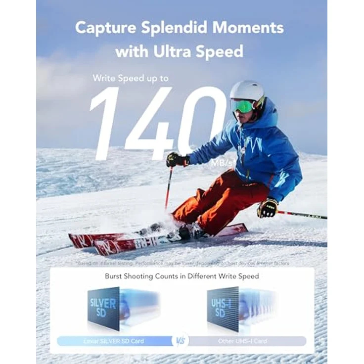 Lexar Silver SD Karte 128GB, UHS-I SDXC Card mit 205 MB/s Lesegeschwindigkeit und 140 MB/s Schreibgeschwindigkeit – Bild 3