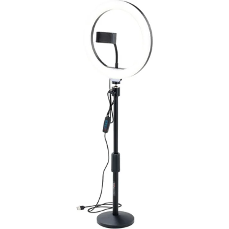 Gator Frameworks Ring Light Round Base, 10" LED-Desktop Ringlicht mit 3 Farbmodi, 10 Helligkeitsstufen und Telefonhalterung