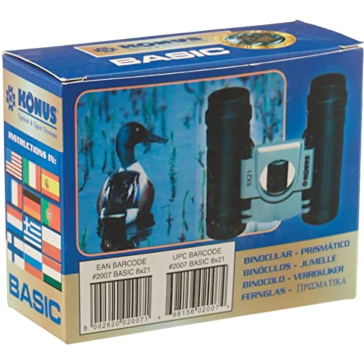 KONUS Basic 8x21 Taschenfernglas, Gummierung, leicht und robust, Ruby-Coated Optik, zentrale Fixierung – Bild 4