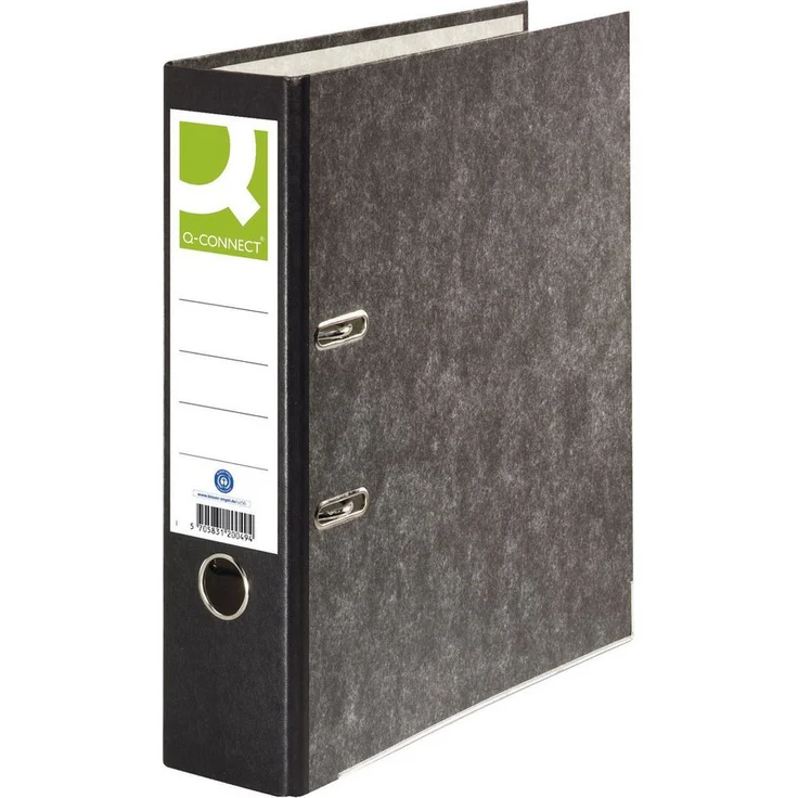 Q-Connect Wolkenmarmor-Ordner KF20049, A4 Aktenordner mit 80 mm Rückenbreite, schwarz – Bild 1