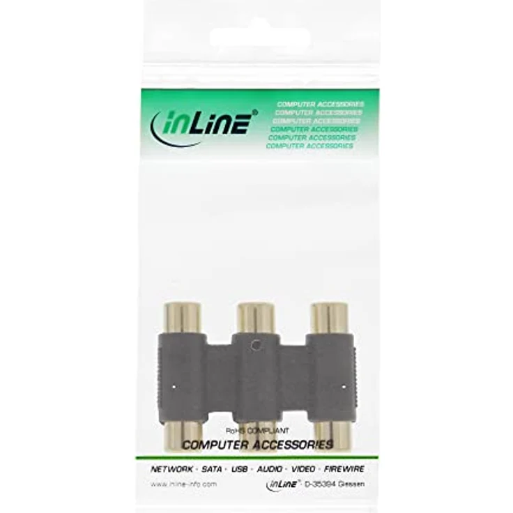 InLine Audio/Video Adapter, 3x Cinch Buchse auf 3x Cinch Buchse, vergoldet – Bild 2