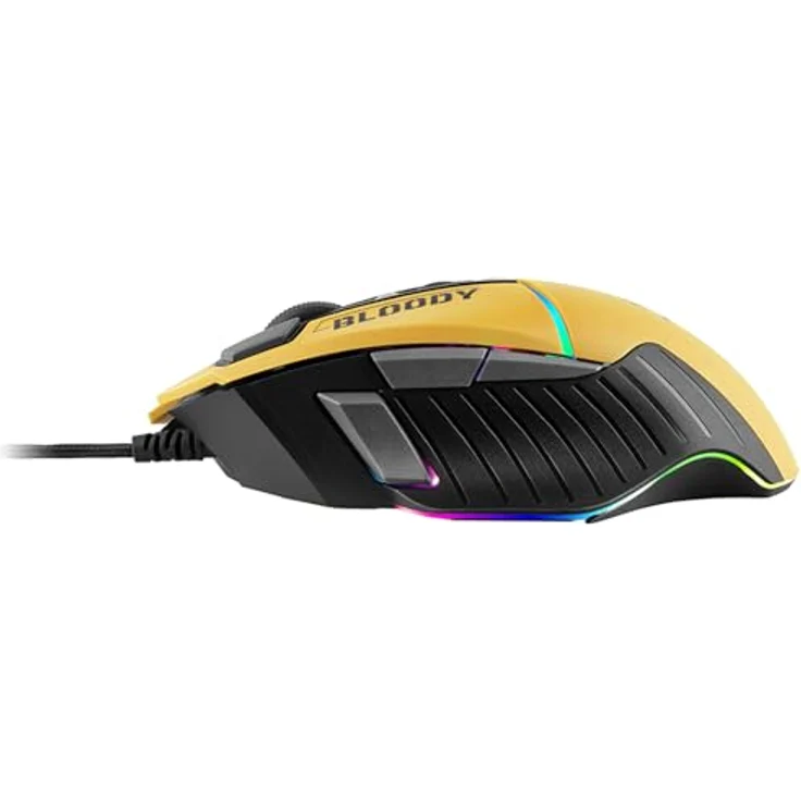 A4tech W95Max Sports Gaming Maus, Optische Kabelgebundene Gaming-Maus, USB 12 000 CPI, 8000 FPS, 250 IPS. 35G, 2000 Hz Ultrapolling (schwarz/gelb) – Bild 3